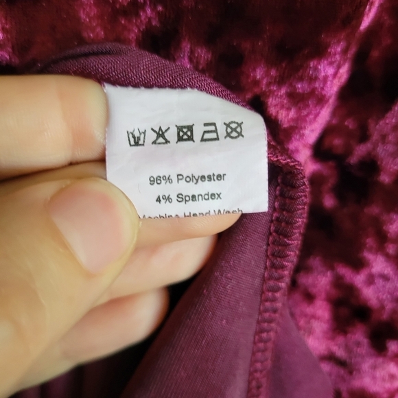 Crazy Train Women's Crushed Red Wine  Velvet Belted Midi Dress - Picture 3 of 10